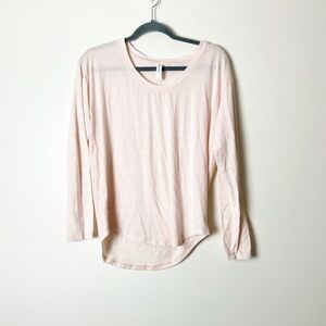 ATHLETA • Women’s Cloudlight Stratus Long Sleeve Shirt Stripes Ballerina Pink